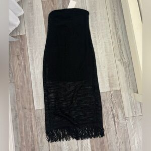 Zara Black Crochet Fringe Maxi Skirt